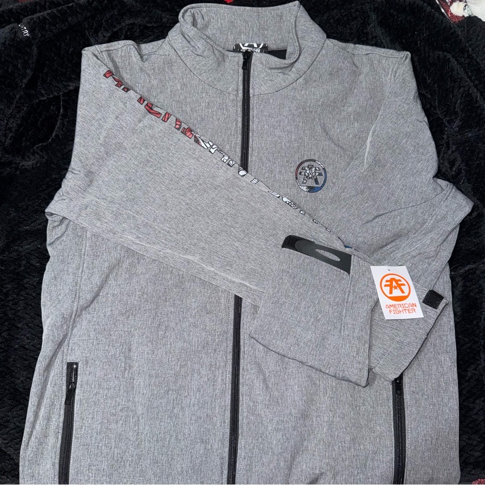 American Fighter Gray Lightweight Full-Zip Track Jacket